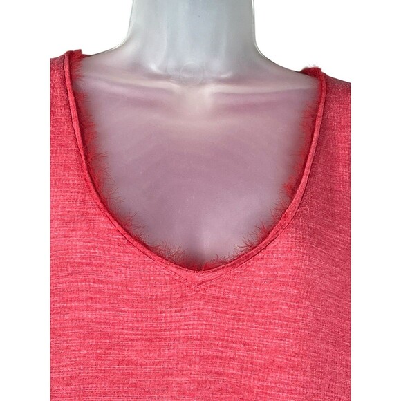 Deletta Anthropologie Pink Tiered Swing Shirt Tunic V-Neck Long Sleeve Women M - Picture 3 of 11